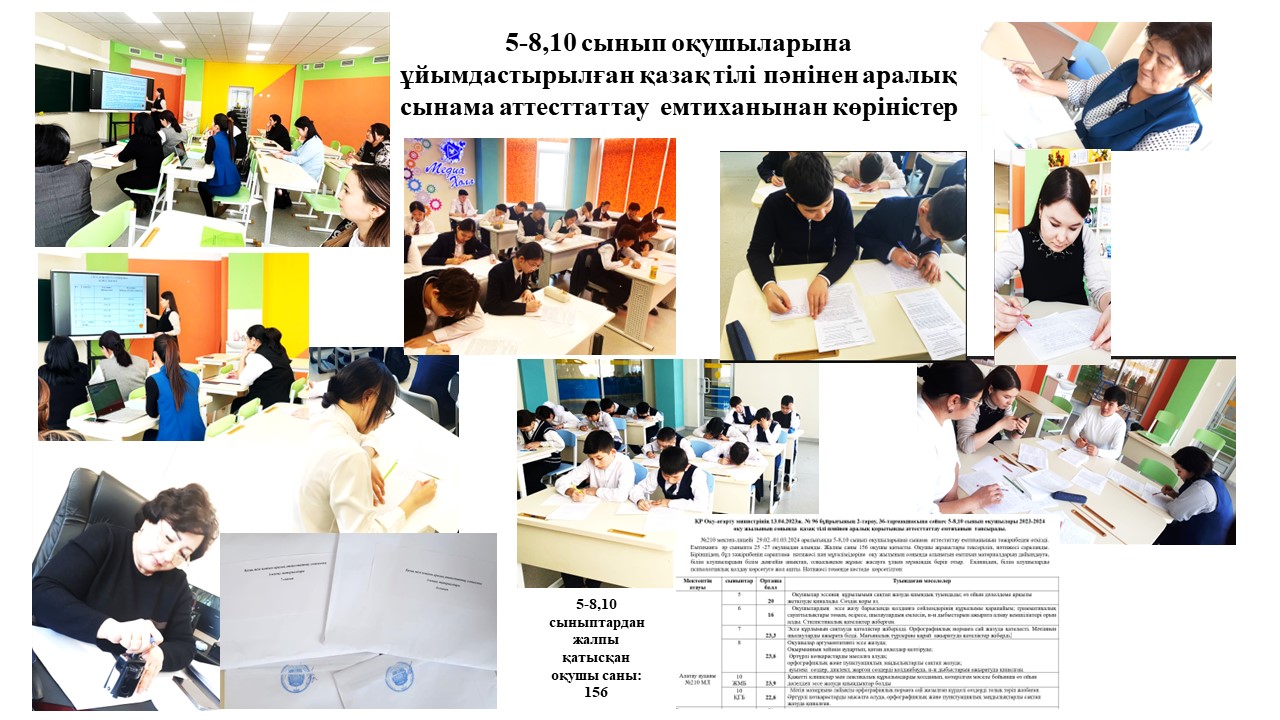 5-8, 10 сынып оқушыларының сынама аттестаттау емтиханының тәжірибесі